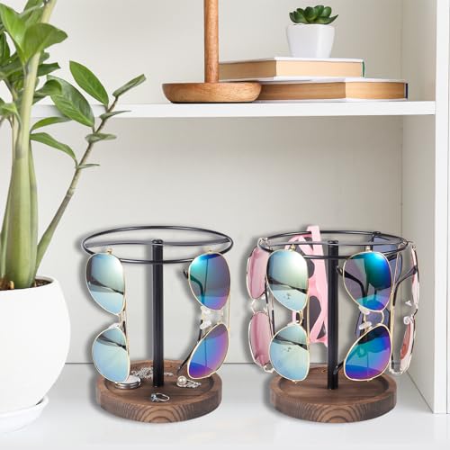 BDBDYEAY Sunglasses Organizer Wood Glasses Holder Stand, Metal Sunglass Storage Display Rack for 12Pairs Eyeglasses, Eyewear Organizer for Dresser Table Desk Countertop Bedroom - Image 5