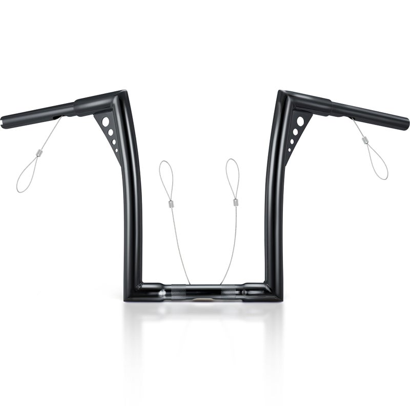 MoKitDora Sportster Dyna Softail 10 Rise 114 Fat 1 Clamp Ape Hanger Handlebar Z Bar for Harley Touring Road Glide Road King Gloss Black