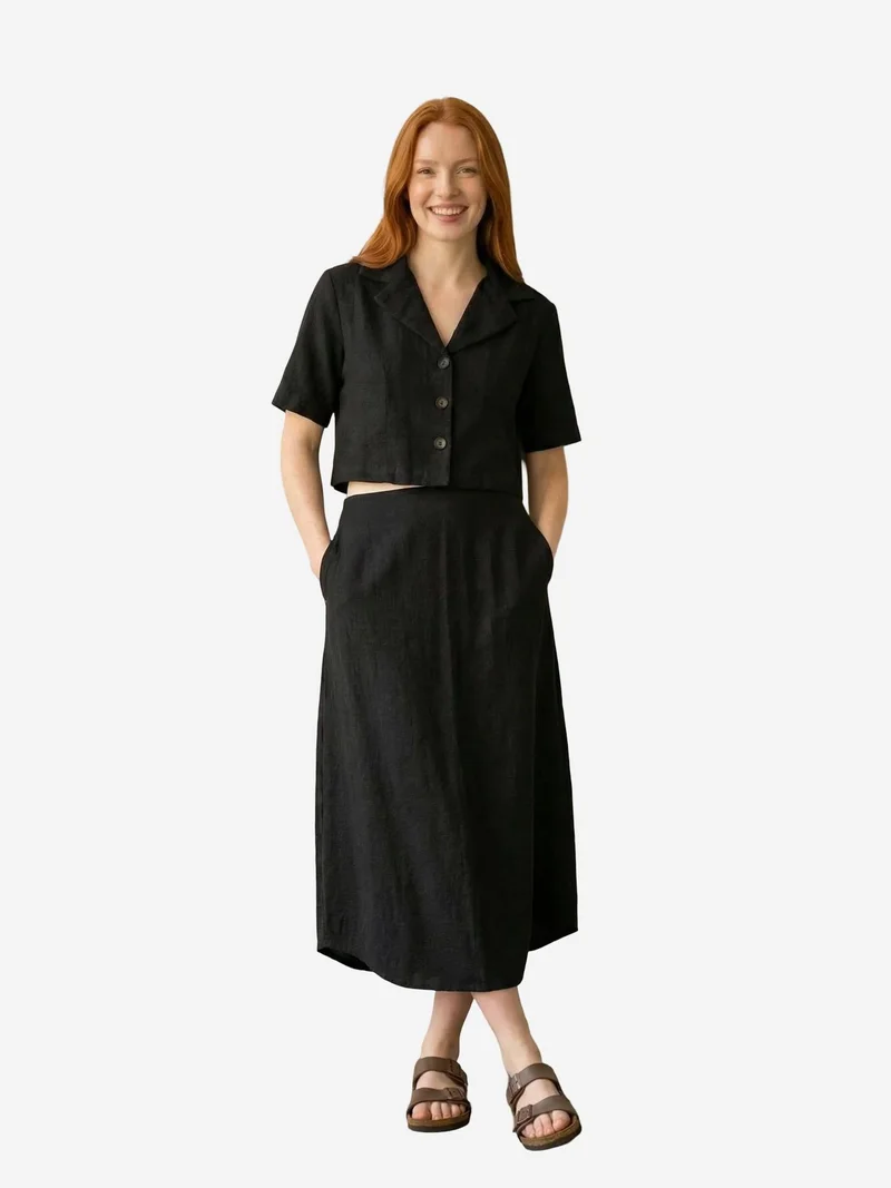 ماي فاشن MY FASHION Crop Shirt & Midi Skirt Co-Ord Set