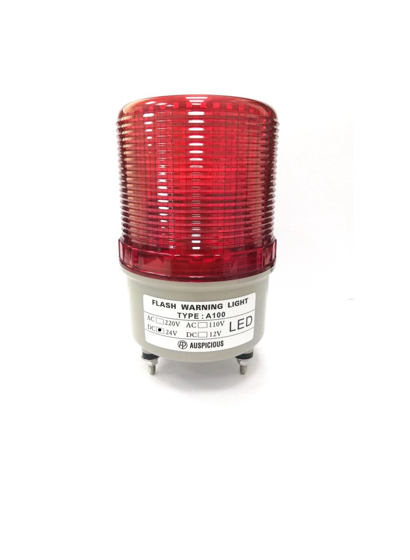 Red LED Beacon Light Flashing Type Screw Mount Base A100F Auspicious 24VDC  - Image 3