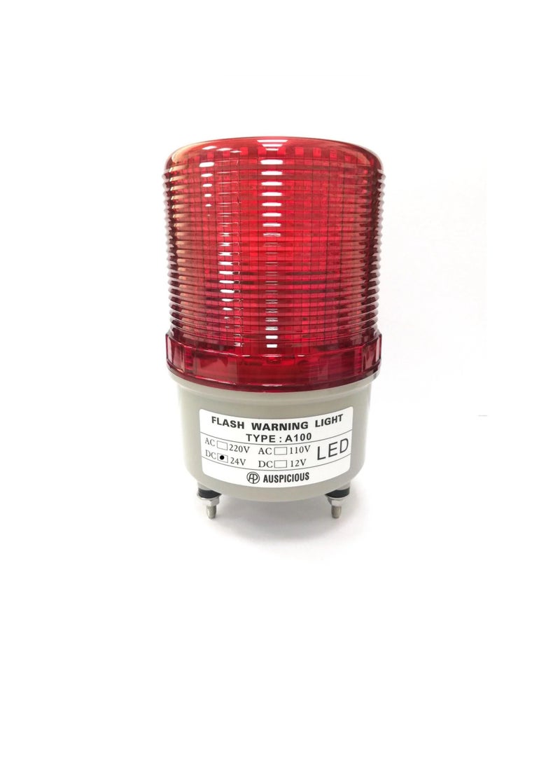 Red LED Beacon Light Flashing Type Screw Mount Base A100F Auspicious 24VDC  - Image 2