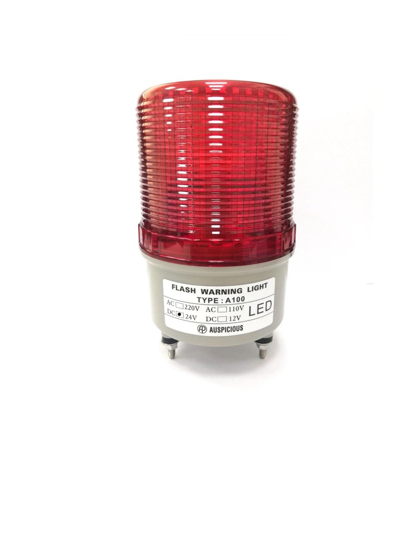 Red LED Beacon Light Flashing Type Screw Mount Base A100F Auspicious 24VDC  - Image 1
