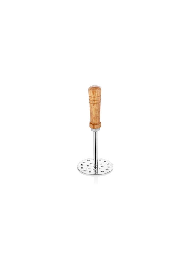 Embassy Stainless Steel Potato Masher with Wooden Handle | Size 3 | Diameter - 8.3 cms | Ideal for mashing Vegetable/Pav Bhaji/Baby Food | Smasher for Kitchen - Image 1