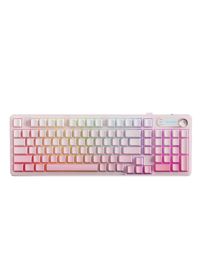 Eweadn V102 Wired Keyboard And Mouse Combo, Office Mechanical Feel Silent Backlit Thin Film Keyboard For Desktop Computer And Laptop, Universal External Device, Wired Set In Pink