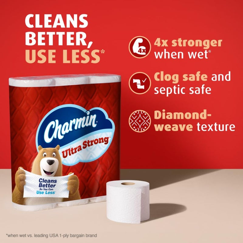 Charmin Ultra Strong Toilet Paper 12 Mega Rolls, 220 Sheets Per Roll - Image 2