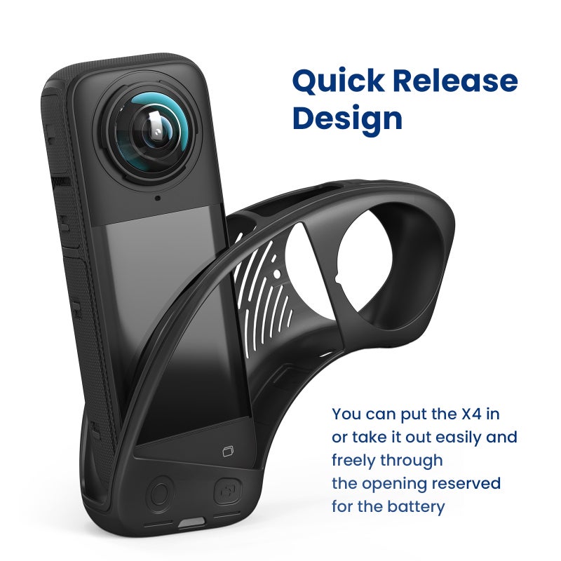 Silicone Protective Case for Insta360 X4: Grey All-round Anti-scratch Anti-bump Cover - Quick Release Design Heat Dissipation Lens Cap for Insta360 X4 Camera Users - Image 2