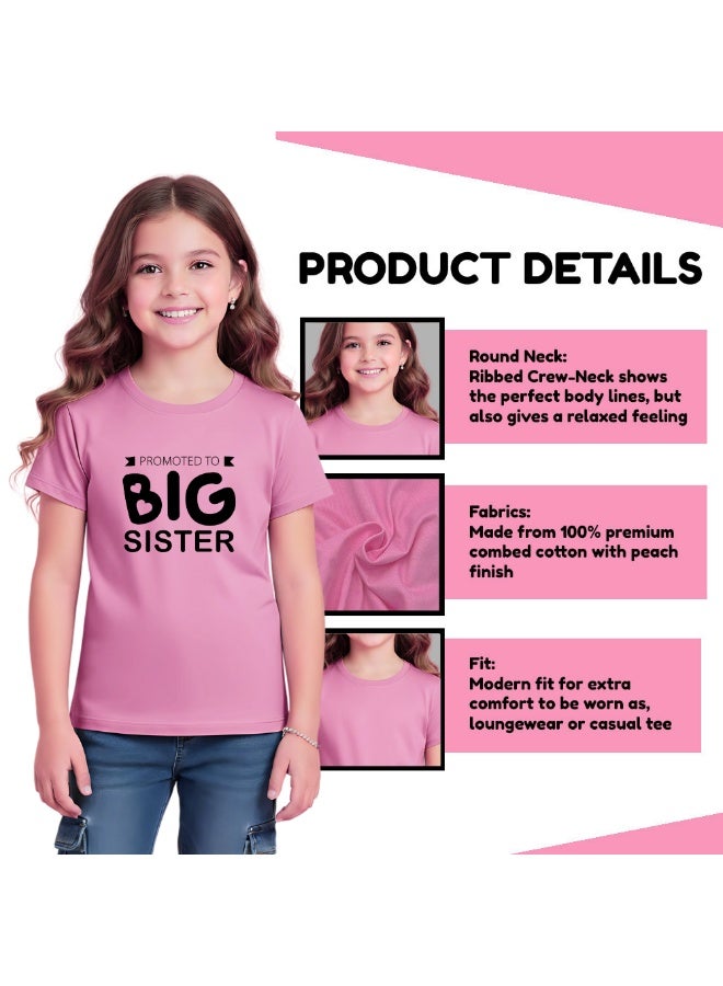 برينت شوب فور مي تي شيرت "الأخت الكبرى" للبنات - تي شيرت بأكمام قصيرة ومطبوع عليه رسومات - تي شيرت قطني 100% بقصّة عادية ورقبة دائرية - ملابس أطفال بناتي - تي شيرت للأطفال - Image 4