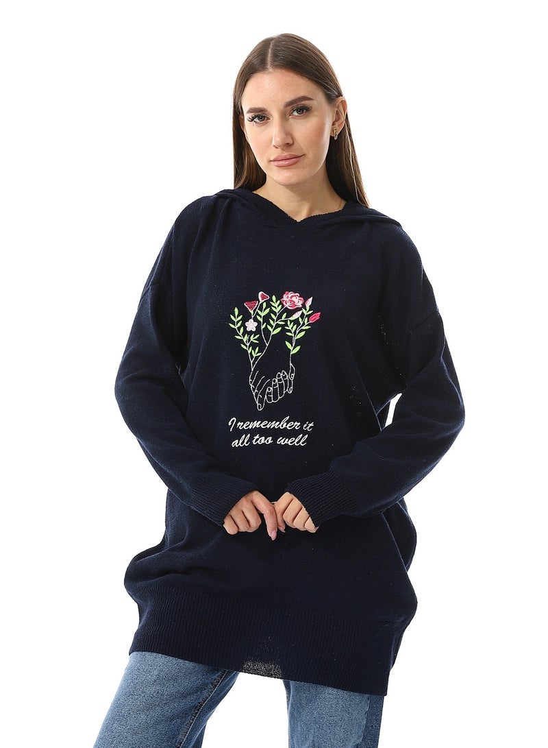 Andora I Remember It Embroidered Hooded Sweater - Image 1