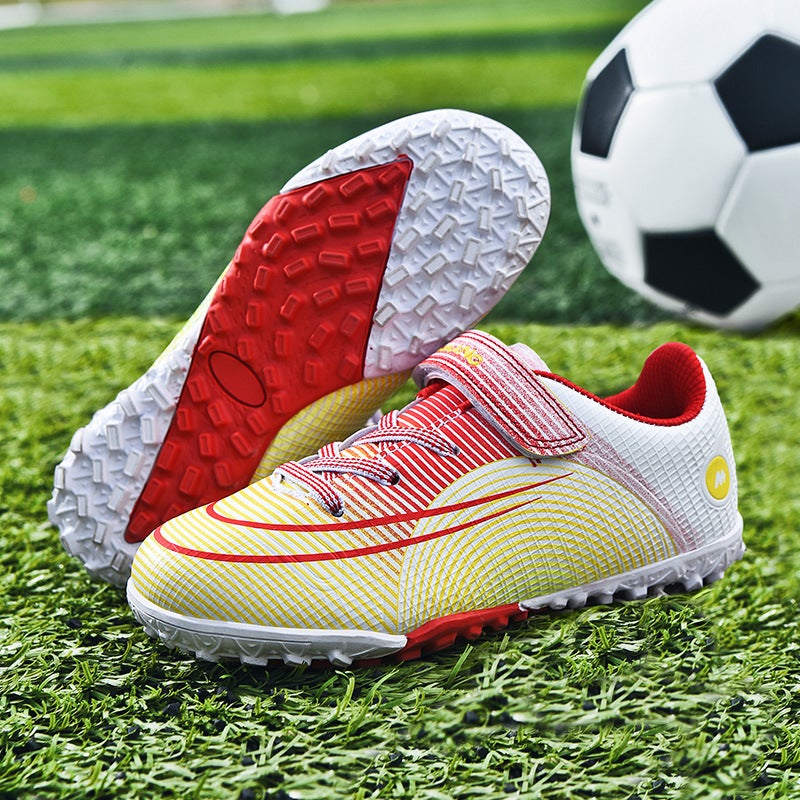 Kids Soccer Cleats Training Sports Shoes Yellow 