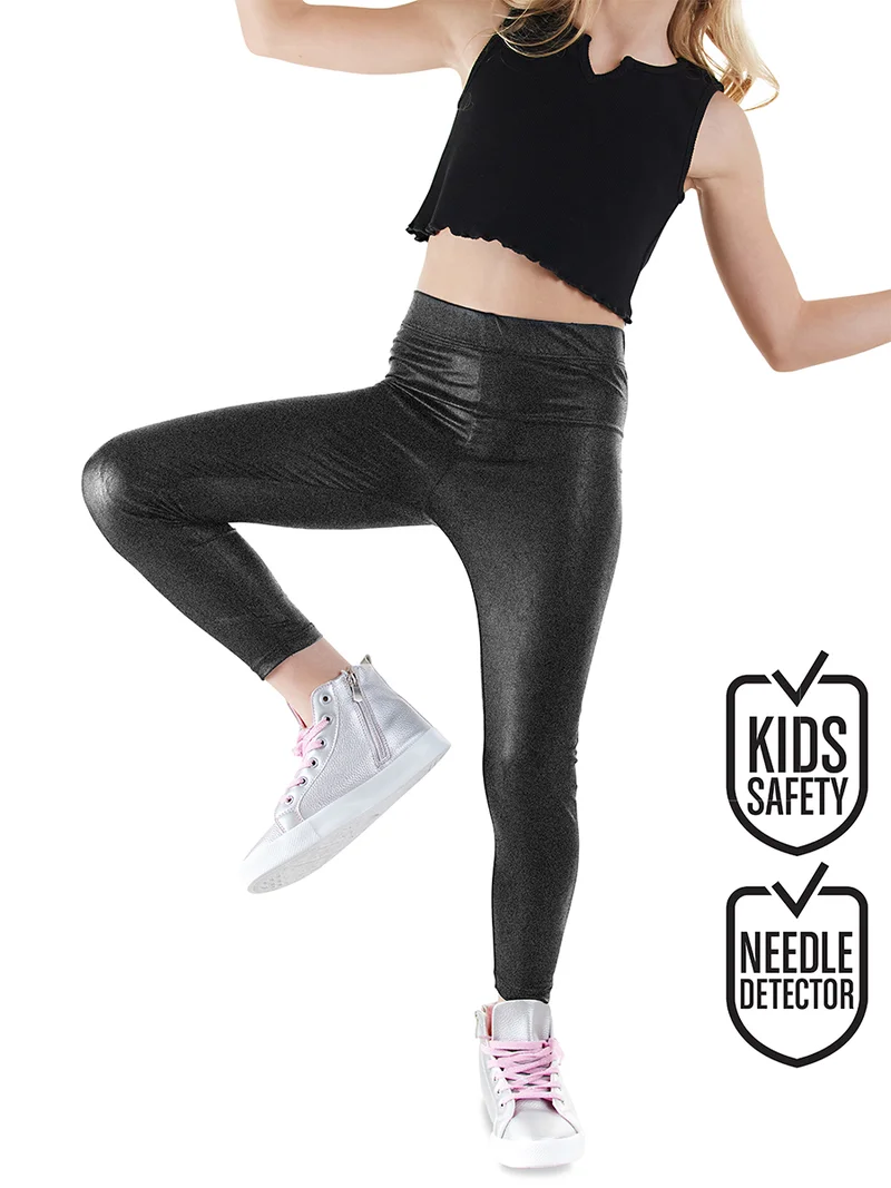 دينوكيدس بنطلون ليجنز أسود لامع للبنات