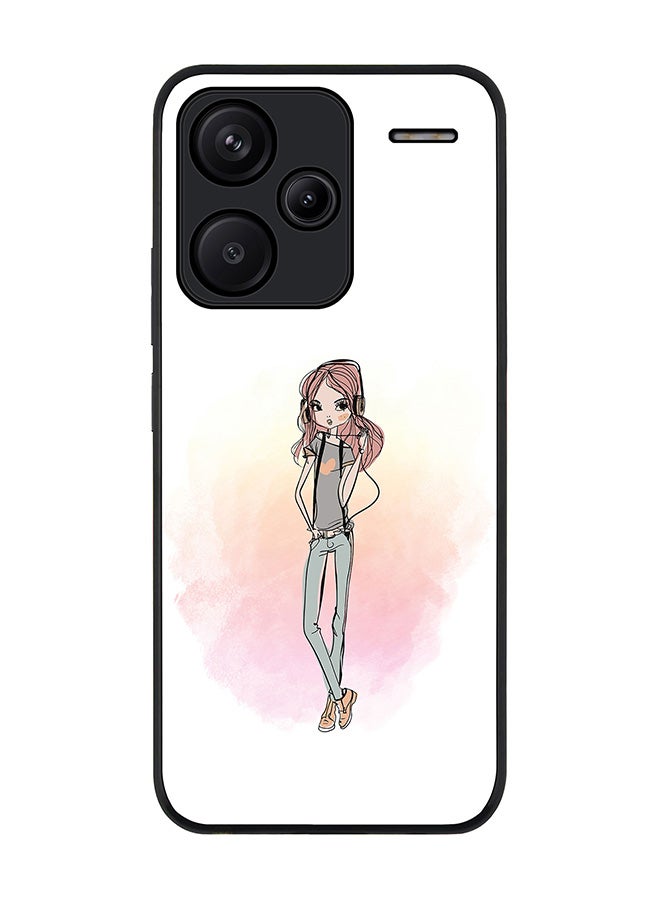 Stylizedd Rugged Black Edge Case for Xiaomi Redmi Note 13 Pro Plus, Slim fit Case Flexible Anti Drop TPU Gel Thin Cover -  Girl Next Door - Image 1