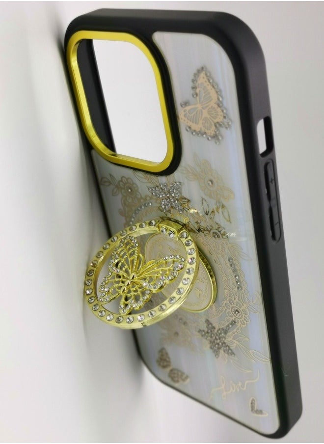 iPhone 14 Luxury Case: Full Protection Cover with Aurora Butterfly Stand & Crystals - Shockproof, Scratchproof & Elegant  - Image 3