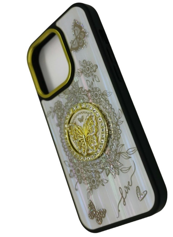 iPhone 14 Luxury Case: Full Protection Cover with Aurora Butterfly Stand & Crystals - Shockproof, Scratchproof & Elegant  - Image 5
