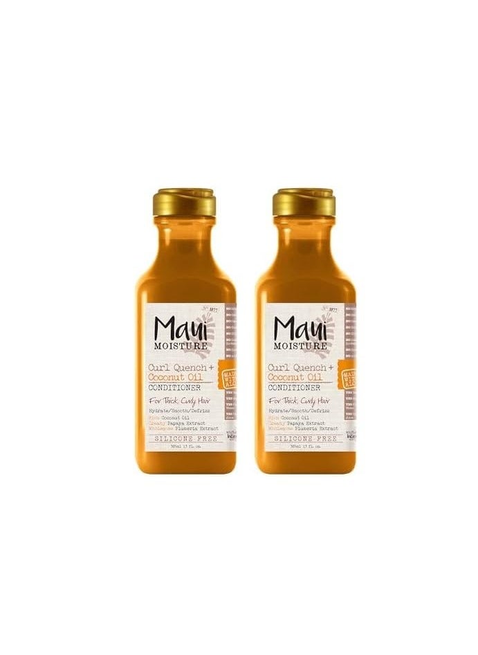 MAUI MOISTURE Maui Moisture Curl Quench + Coconut Oil Curl-Defining Anti-Frizz Conditioner to Hydrate and Detangle Tight Curly Hair, Softening Conditioner, Vegan, Silicone & Paraben-Free, 13 fl oz (Pack of 2)  - Image 1