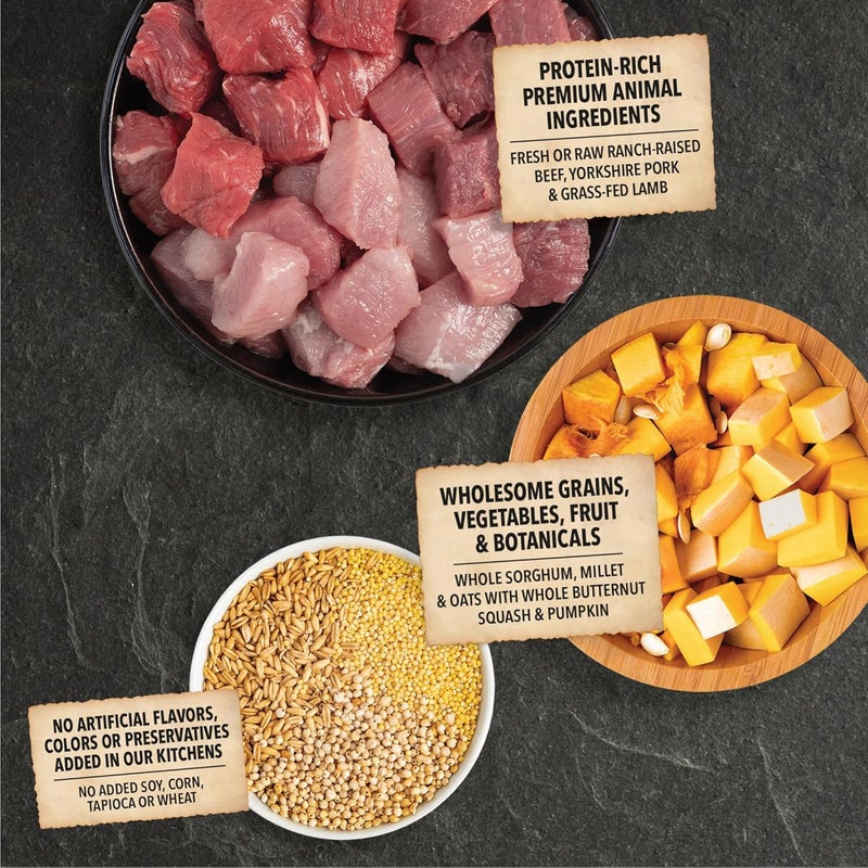 acana طعام جاف للكلاب من أكانا الحبوب الصحية لحم أحمر وحبوب خالي من الجلوتين وصفة لحم بقر ولحم خنزير ولحم ضأن 225 رطل - Image 3