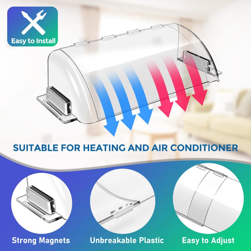 SOUL LINK 2 Pack Adjustable Air Vent Deflector - 9â€to 15.5â€ Magnetic Floor Vent Covers for AC, Wall, Ceiling Registers with Strong and Large Magnets - Image 4