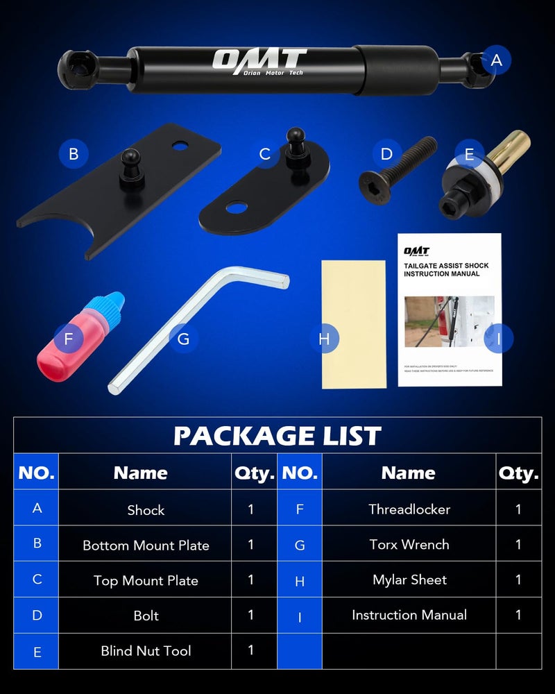 Orion Motor Tech Heavy Duty Pickup Tailgate Assist, Truck Tailgate Lift Assist Kit Compatible with 07-18 Chevy Silverado GMC Sierra 1500 & 07-19 HD 2500 3500, Truck Tailgate Shock Absorber, Black - Image 5
