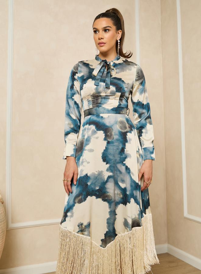 Styli Fringe Watercolor Dress  - Image 3