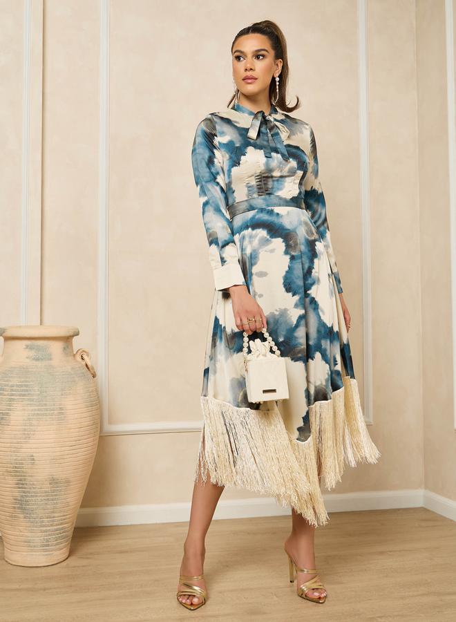 Styli Fringe Watercolor Dress  - Image 1