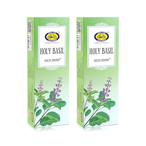Cycle Pure Holy Basil (Tulsi) Fragrance Bambooless Solid Dhoop Sticks, 6" Inch, 50 Sticks/Pack | Handcrafted & Eco Friendly | Incense Sticks with Free Dhoop Holder | Agarbatti for Rituals | Pack of 2 - Image 1