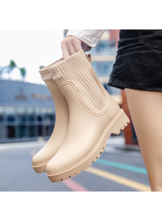 Rain Boots Women's Waterproof Rain Boots Women's Outdoor New Water Boots Style Waterproof Wear-resistant Water Boots Thick Sole Rubber Shoes For Women