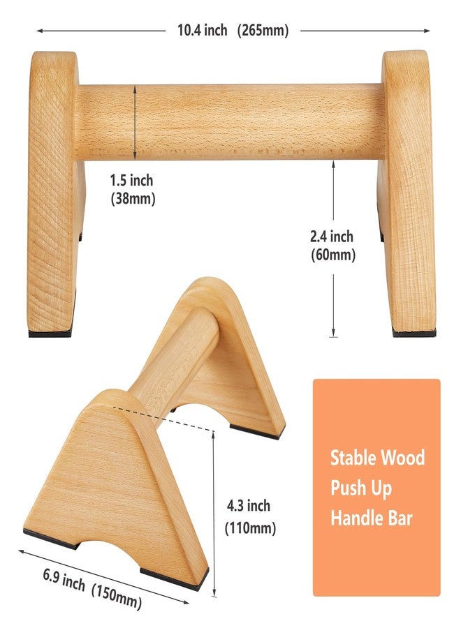 Purife Solid Wood Calisthenics Parallettes Bars Push up Handles 1 Pair, Strength Training Pushup Stands, Parallel Pushup Handstand Bars for Home Gym Workout - Image 2