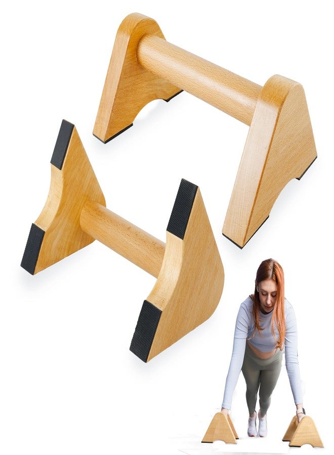 Purife Solid Wood Calisthenics Parallettes Bars Push up Handles 1 Pair, Strength Training Pushup Stands, Parallel Pushup Handstand Bars for Home Gym Workout - Image 1