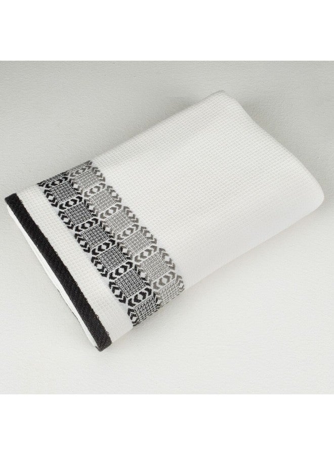 MTS High Quality Soft Terry Cotton Towel White and Black 100 x 150 cm 065-24WHT - Image 2