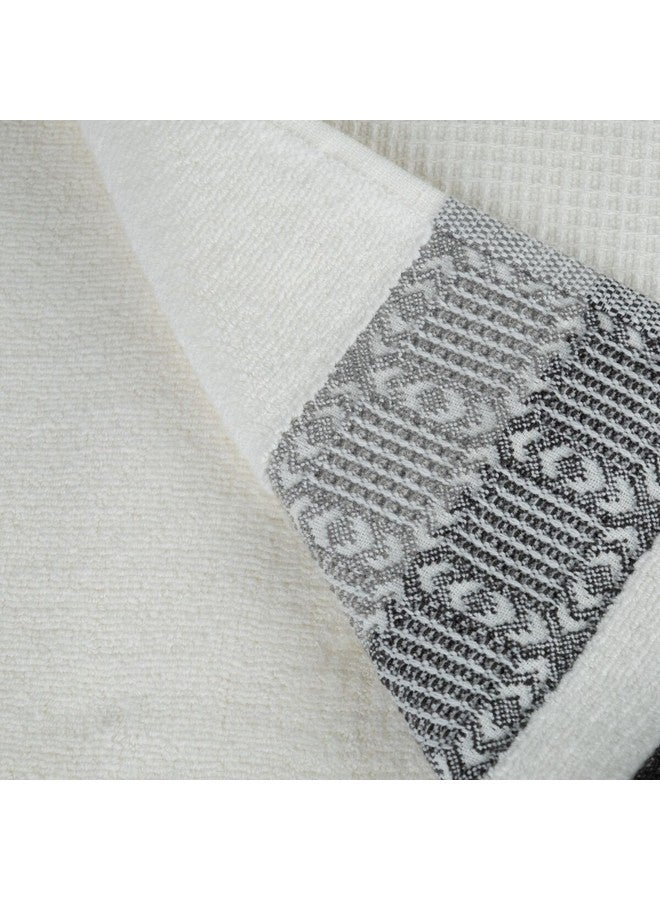 MTS High Quality Soft Terry Cotton Towel White and Black 100 x 150 cm 065-24WHT - Image 3