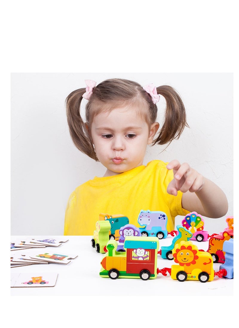 Factory Price Wooden animals and alphabets Drag & Pull train set - 27 Pieces  - Image 4