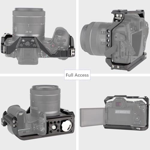 Leftfoto Camera Cage for Canon R8 - Camera Protection Frame Rig for EOS R8 with Arca Base,Cold Shoe,Strap Slot,1/4 3/8 in Screw Holes,Compatibility with DJI RS2 3 Stabilizer- for Vlog Video Shooting - Image 4