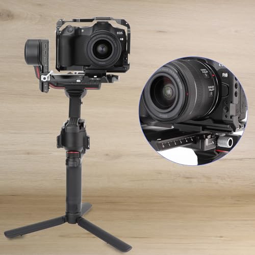 Leftfoto Camera Cage for Canon R8 - Camera Protection Frame Rig for EOS R8 with Arca Base,Cold Shoe,Strap Slot,1/4 3/8 in Screw Holes,Compatibility with DJI RS2 3 Stabilizer- for Vlog Video Shooting - Image 5