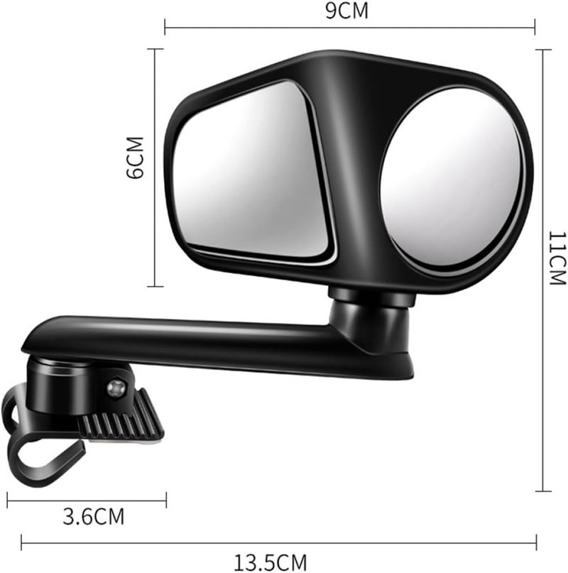 Car Blind Spot Mirror Double Glass 360° Auxiliary Rear View Mirror for Driver Side Black Single Piece Wide Angle for Safe Driving - Image 2