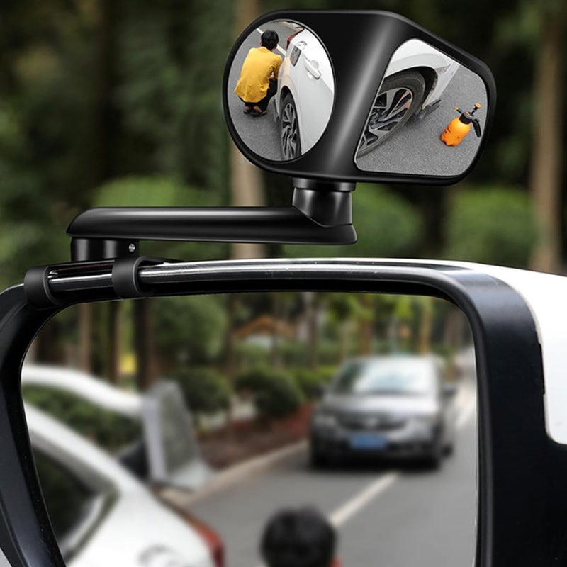 Car Blind Spot Mirror Double Glass 360° Auxiliary Rear View Mirror for Driver Side Black Single Piece Wide Angle for Safe Driving - Image 4