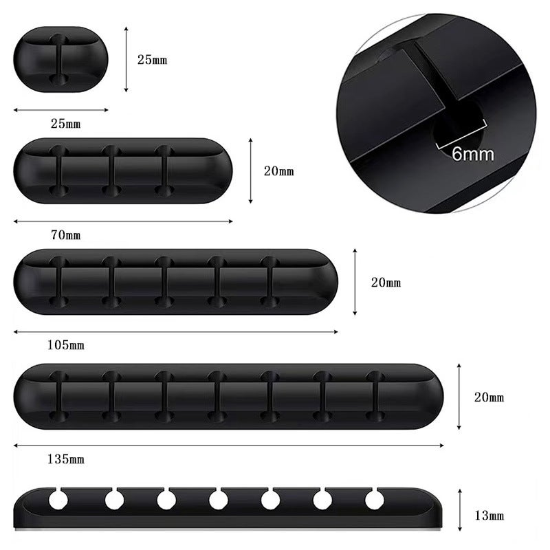 Punch-Free Self-Adhesive Silicone Winder Desktop Charging Cable Data Cable Spot Wire Clamp Wire Clamp 3 Holes - Image 4