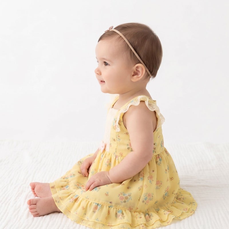 Cloud Fashion Yellow Floral Baby Dress - Image 2