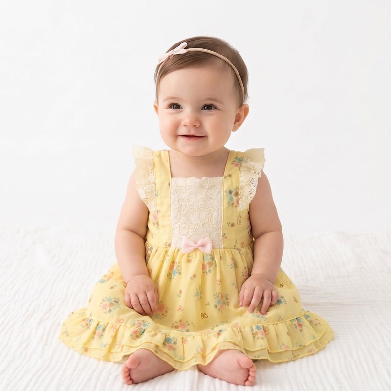 Cloud Fashion Yellow Floral Baby Dress - Image 1