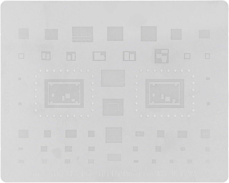 قالب إعادة توزيع الرقائق BGA بتصميم فعال لتبديد الحرارة من الفولاذ المقاوم للصدأ لنظام iOS 14 (IP14-A16/A15) - Image 1