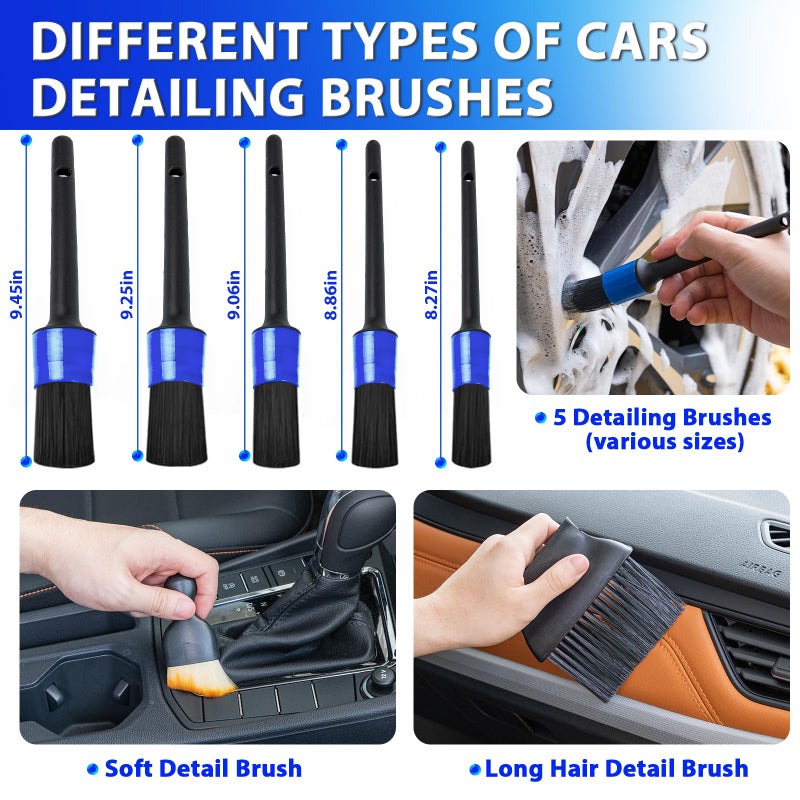 THINKWORK Car Cleaning Kit Car Detailing Kit,Car Cleaning Kit Interior Cleaner with High Power Blue Handheld Vacuum Cleaner,Brush Sets,Windshield Cleaner and Storage Bag,Car Accessories,Car Gift Set - Image 4
