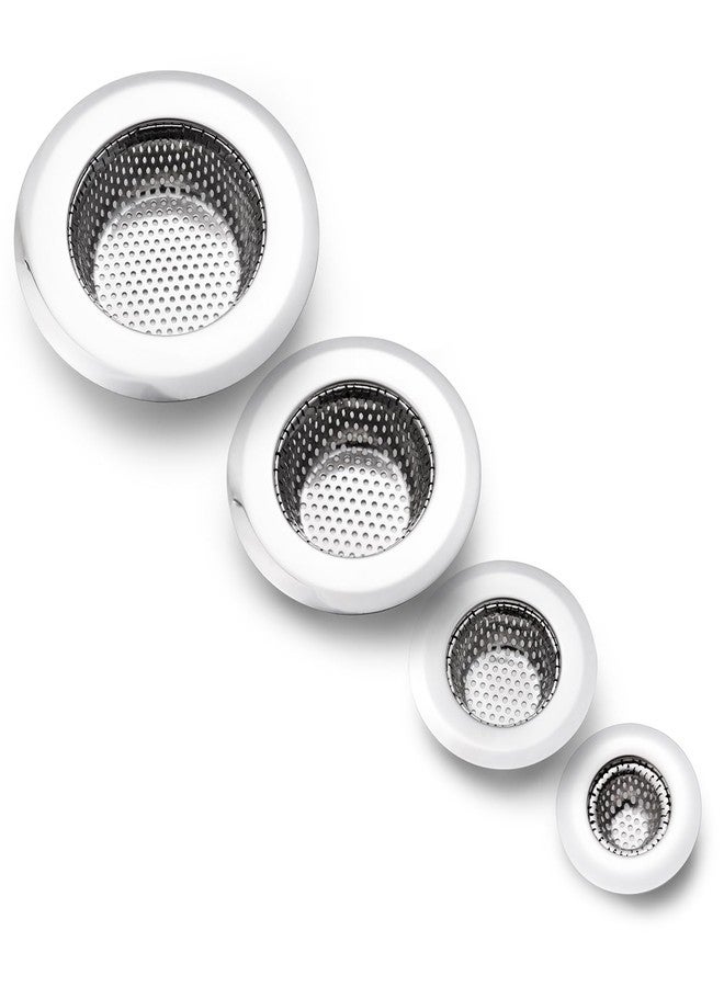 CORNERJOY 4 Pack Heavy Duty Stainless Steel Kitchen Sink Drain Strainer, Bathroom Hair Catcher Shower Drain Cover, Sink Tub Drain Stopper, Wash Basin Floor Drain, 2.1 to 4.5 Inch Diameter Rim - Image 1