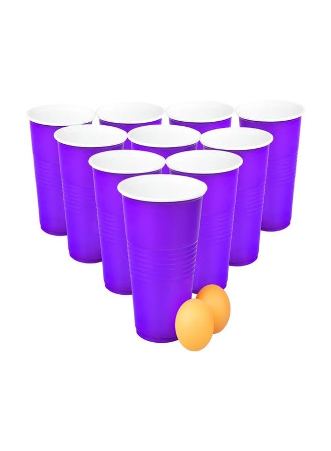 Selibration مجموعة سيليبريشن (10 قطع) أكواب لعبة بونغ أرجوانية، أكواب بلاستيكية ملونة قابلة لإعادة الاستخدام مع كرات، مثالية لحفلات العزوبية وحفلات الكوكتيل، زجاج قوي قابل لإعادة الاستخدام | كرتان متضمنتان - Image 1