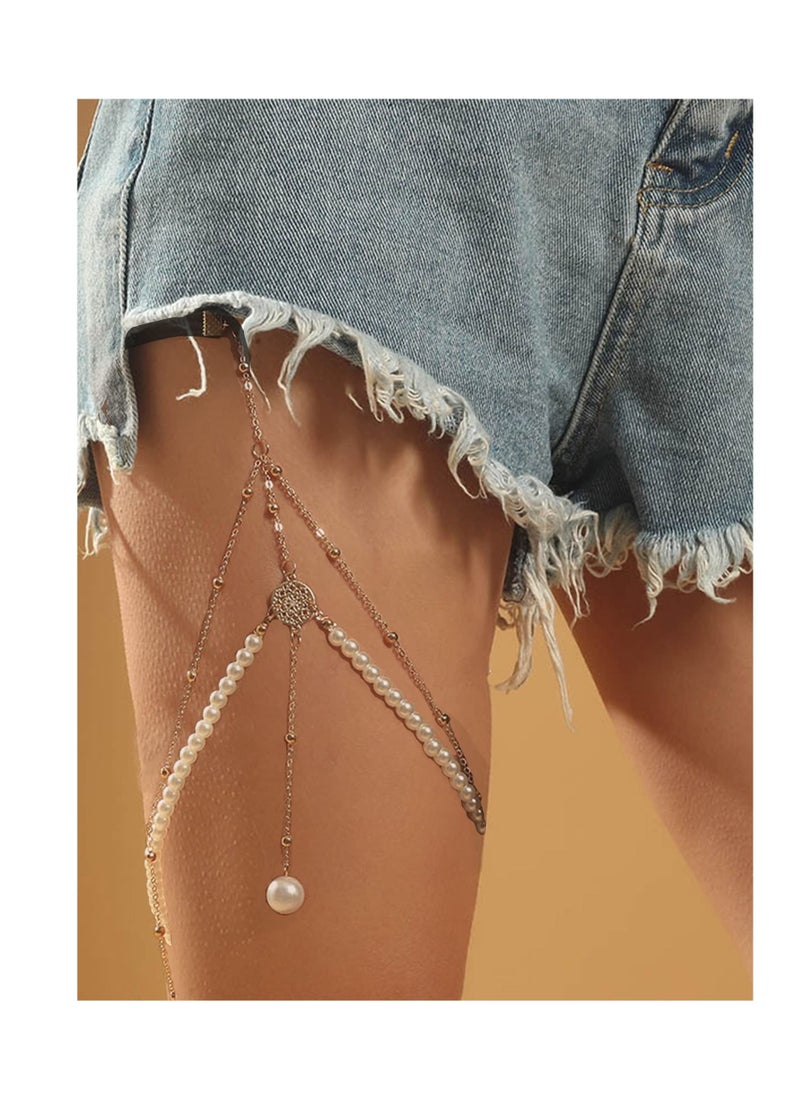 SYOSI - Leg Chain Multi layers Leg Body Chain Jewelry Silver Crystal Thigh Chains Festival Body Chain Party Club Leg Jewelry for Women and Girls Bikini Body Accessories Jewelry for Women - Image 1