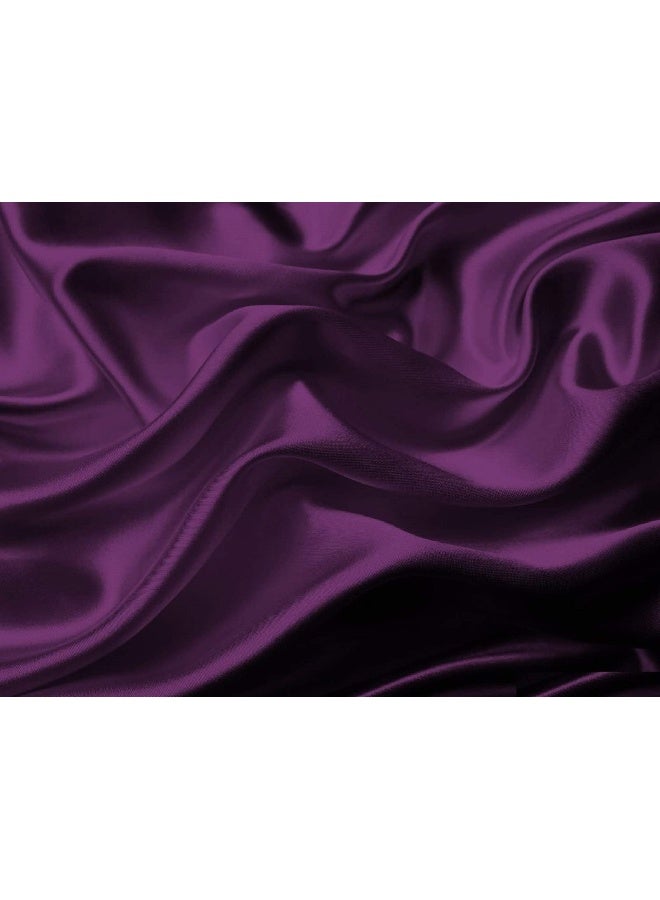 MK Home Mk Collection 4pc Queen Soft Silky Satin Solid Purple Deep Pocket Sheet Set New - Image 1