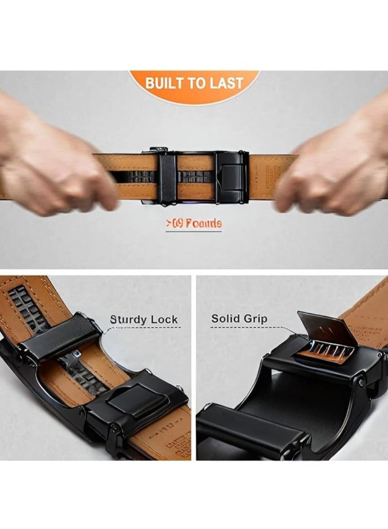 مجيد حزام رجالي من الجلد بسقاطة - مقاس قابل للتخصيص، أسلوب سهل للعمل والمناسبات الرسمية وغير الرسمية - Image 5