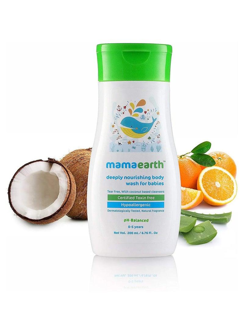 Mamaearth Mamaearth Baby Body Wash 200mL - Deeply Nourishing, Gentle Cleansing, 0-5Yrs, Coconut Oil & Aloe Vera