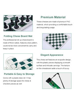 Hihonor Portable Chess & Checkers Set, Regulation Tournament Roll-Up Staunton Chess Set with Plastic Tube Roll, 2 in 1 Travel Board Games for Adults, Folding Roll Up Chess Set Travel Chess Set(42cm)  - Image 2