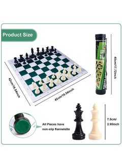 Hihonor Portable Chess & Checkers Set, Regulation Tournament Roll-Up Staunton Chess Set with Plastic Tube Roll, 2 in 1 Travel Board Games for Adults, Folding Roll Up Chess Set Travel Chess Set(42cm)  - Image 4