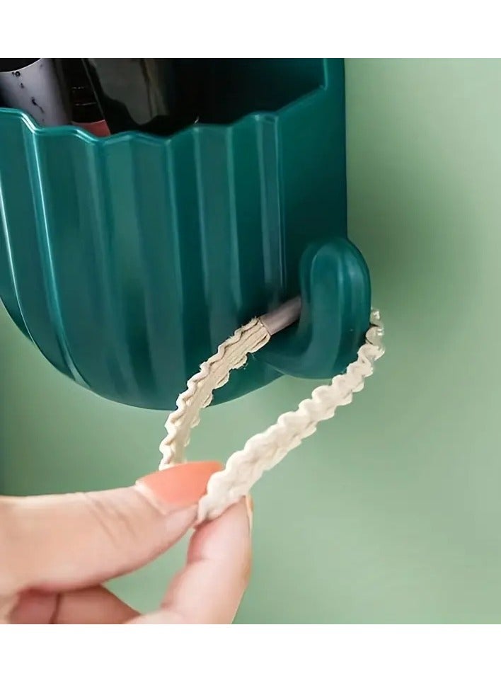 أوريتي حاوية تخزين مستحضرات التجميل فرشاة الأسنان رف تخزين الحائط ثقب تصريف مجاني الحمام الحوض مشط معجون الأسنان حاوية تخزين أخضر - Image 3