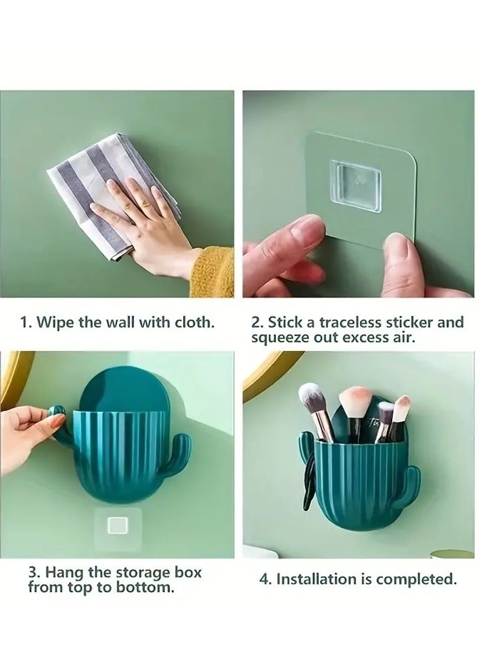 أوريتي حاوية تخزين مستحضرات التجميل فرشاة الأسنان رف تخزين الحائط ثقب تصريف مجاني الحمام الحوض مشط معجون الأسنان حاوية تخزين أخضر - Image 4