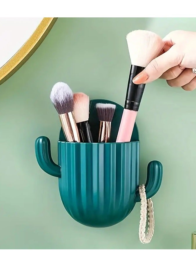 أوريتي حاوية تخزين مستحضرات التجميل فرشاة الأسنان رف تخزين الحائط ثقب تصريف مجاني الحمام الحوض مشط معجون الأسنان حاوية تخزين أخضر - Image 1